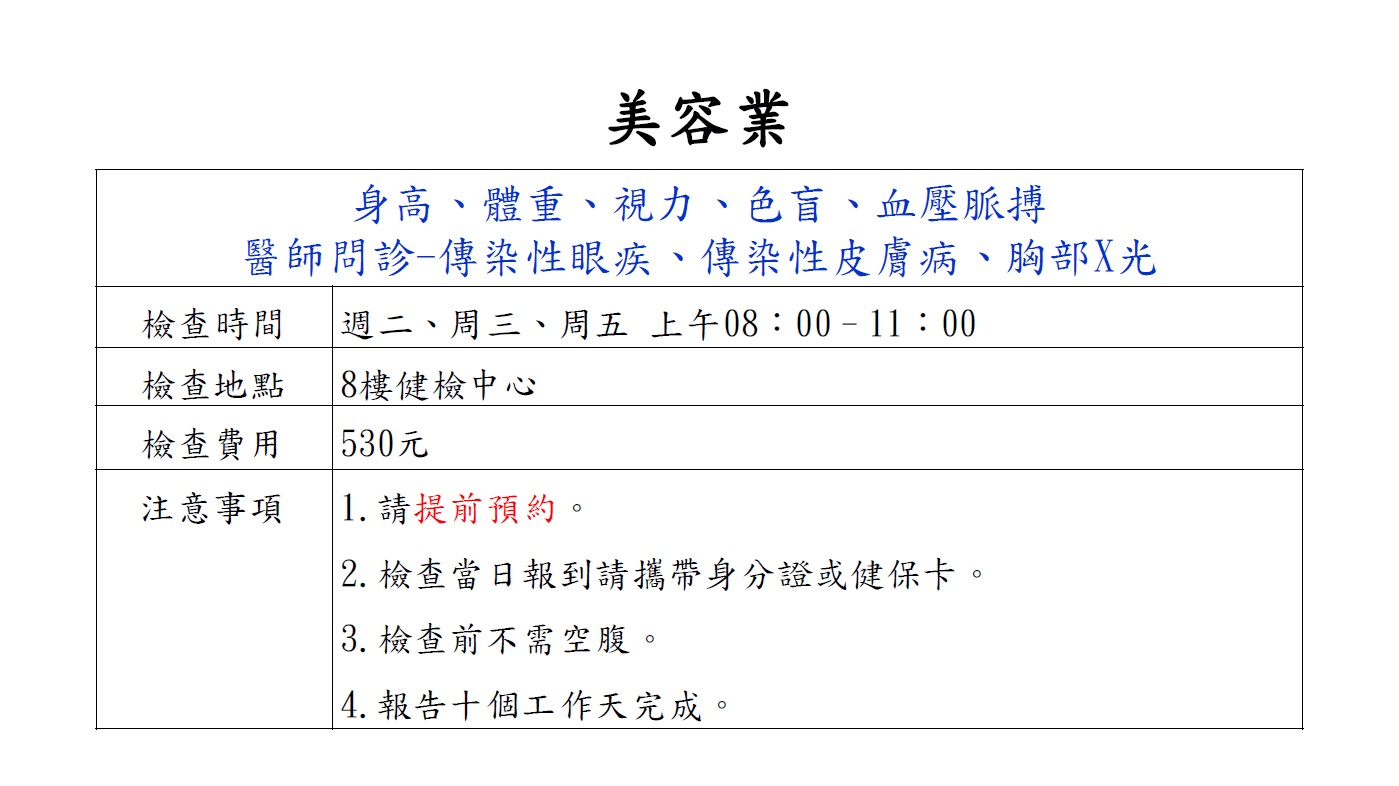 美容業體檢