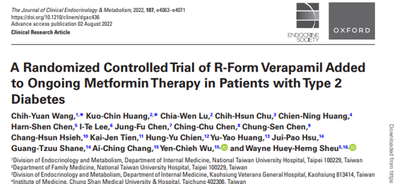 A Randomized Controlled Trial of R-Form Verapamil Added to Ongoing Metformin Therapy in Patients with Type 2 Diabetes img